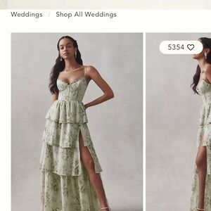 Elegant Floral Green Dress